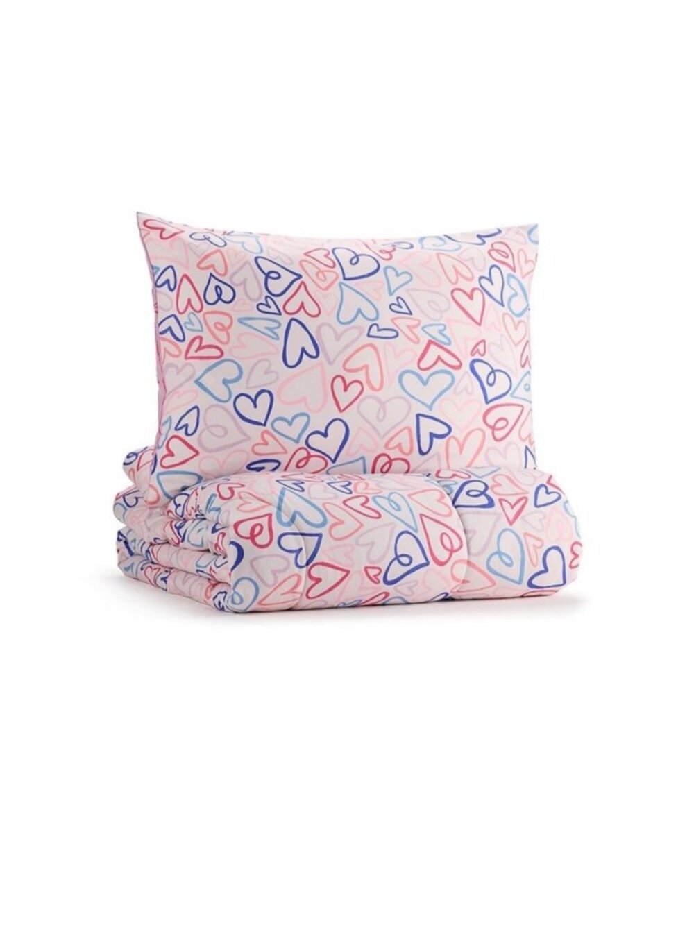 Kids Hearts Comforter Set with Shams- The Big One  Size Full/Queen